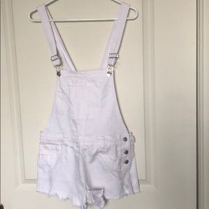 Forever 21 Distressed Short Overalls